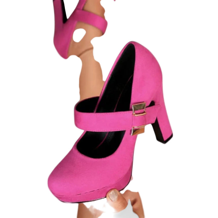 Klassische feminine Damen Plateau Pumps mit Schnalle, perfekt für Party und Freizeit.