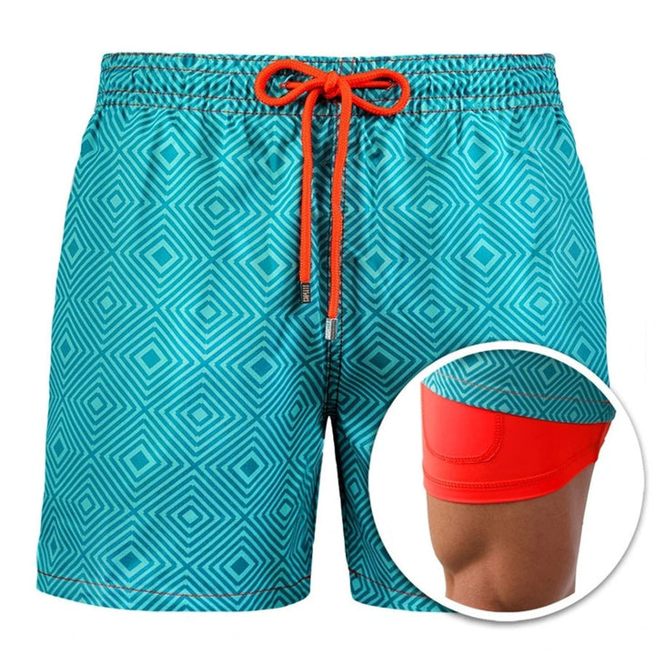 Doppellagige Herren Shorts für den Strand. Ideal als Badehose oder Freizeithose im Sommerurlaub.