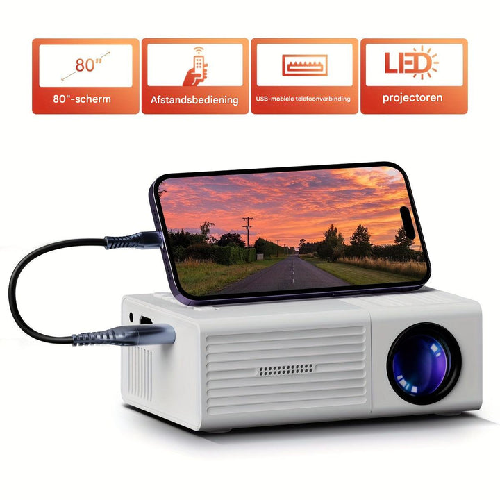 Tragbarer Mini-Projektor LumoBeam mit 3000 Lumen für HD-Filme, Gaming & Präsentationen unterwegs.