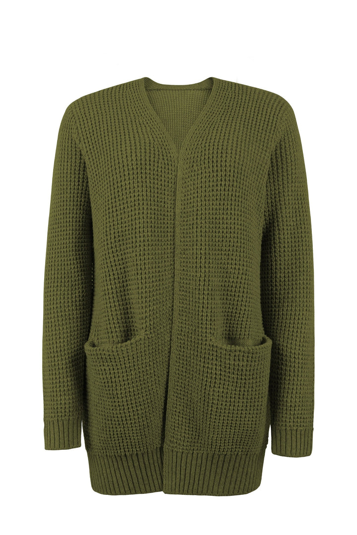 Lange Damen Strickjacke, elegant und figurschmeichelnd, für einen stilvollen Auftritt. Bequeme Kleidung.