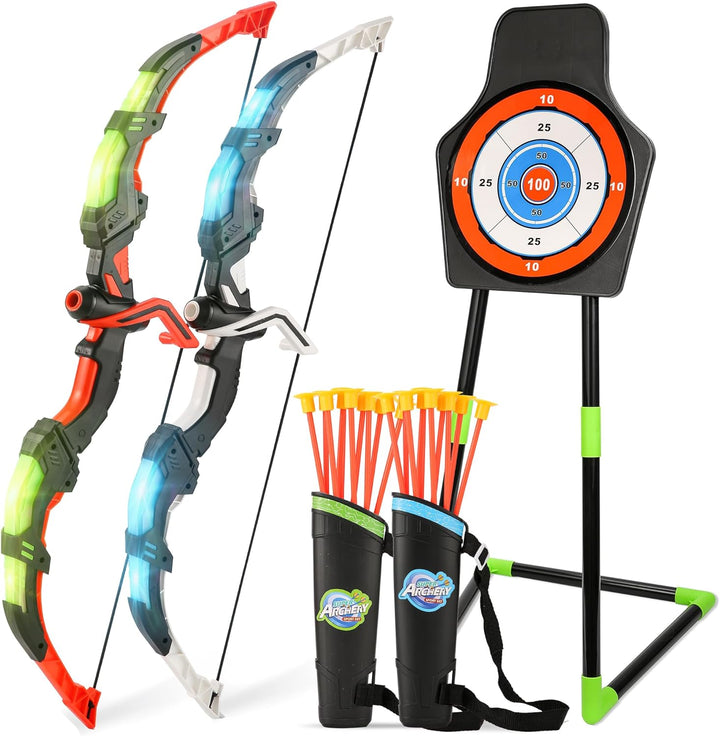 Kinder Pfeil- und Bogen-Spielset für Outdoor-Abenteuer im Garten, fördert Motorik und Koordination.