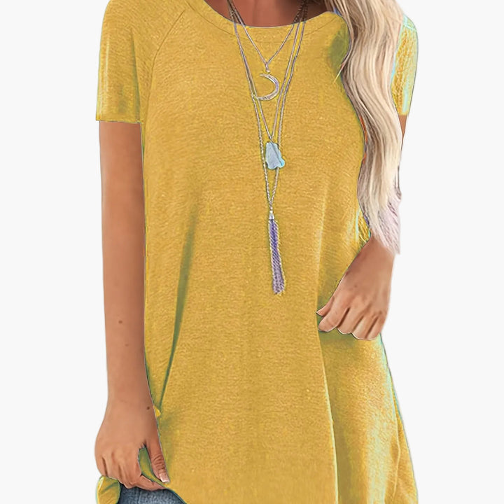 Zeitloses Damen Tunika T-Shirt, Kurzarm Basic, bequem für Alltag & Büro.