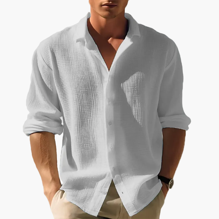 Zeitloses Freizeithemd für Männer. Dieses stilvolle Langarmhemd passt perfekt zu jedem Casual-Outfit im Frühling/Sommer.