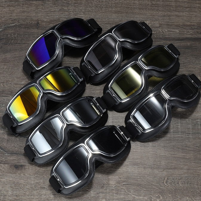 Herren Retro Motorradbrille, polarisiert. Robuster UV-Schutz Pilotenbrille für Motorradfahrer und Freizeit.