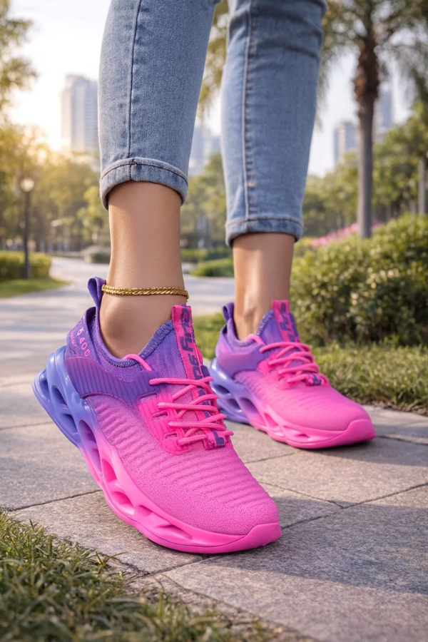 Rutschfeste Sohle des Damen Komfort Sneakers, dämpfend & leicht, für sicheren Halt im Alltag.