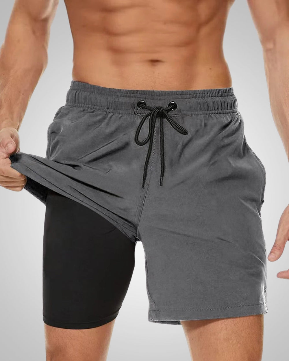Sportliche Herren Badehose, Slim Fit, ideal für Schwimmen & Freizeit. Kurze Passform mit bequemer Kompressions-Innenhose.