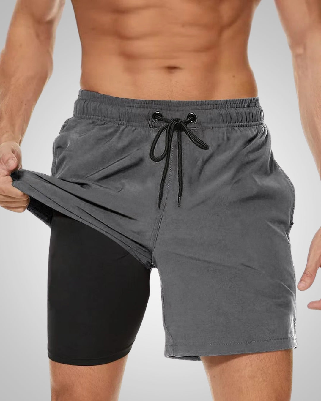 Sportliche Herren Badehose, Slim Fit, ideal für Schwimmen & Freizeit. Kurze Passform mit bequemer Kompressions-Innenhose.