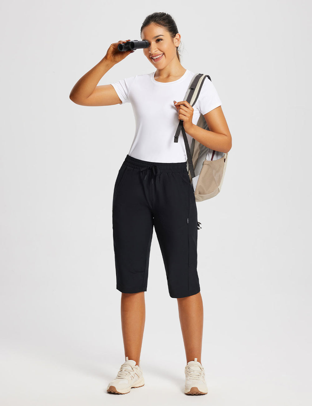 Bequeme Stretch-Capris für Damen, ideal für Outdoor-Sport, Reisen & Freizeit, mit UV-Schutz.