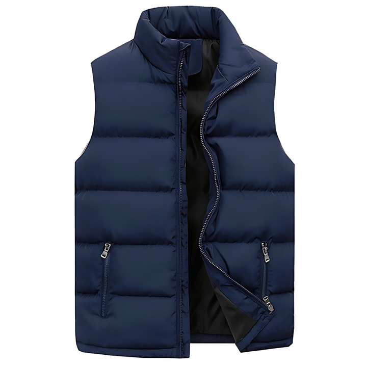 Vielseitige, allwettertaugliche Herren Outdoor-Steppweste in Blau, perfekt als leichte Übergangsjacke.