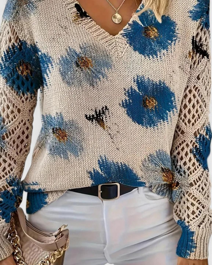 Vielseitiger Damen Strickpullover für Alltag & Freizeit, weich & mit Lochstrick-Ärmeln.