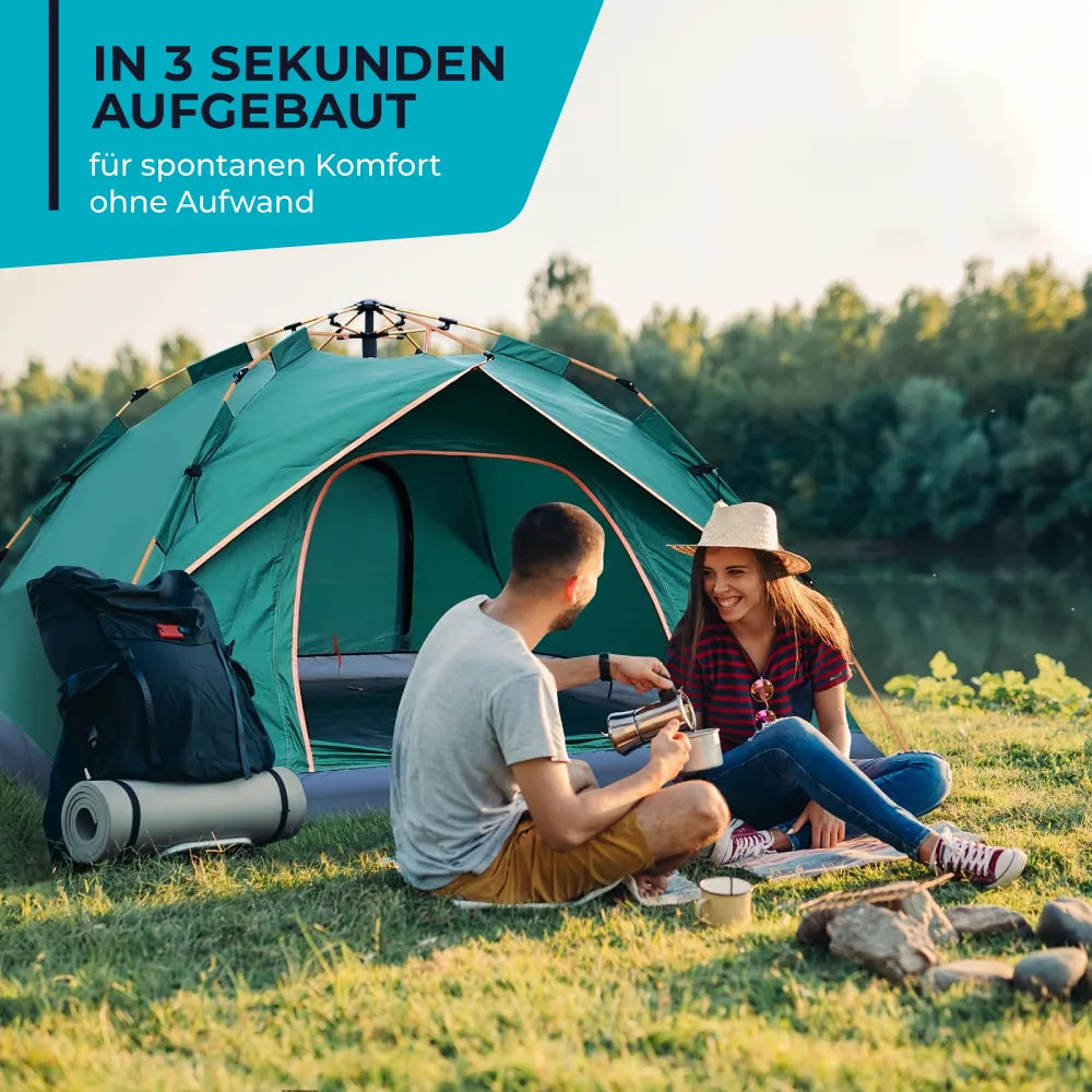 Nahaufnahme des automatischen Aufbaumechanismus vom 3 Sekunden-Zelt. Schnelles Pop-Up Outdoorzelt für Reisen.