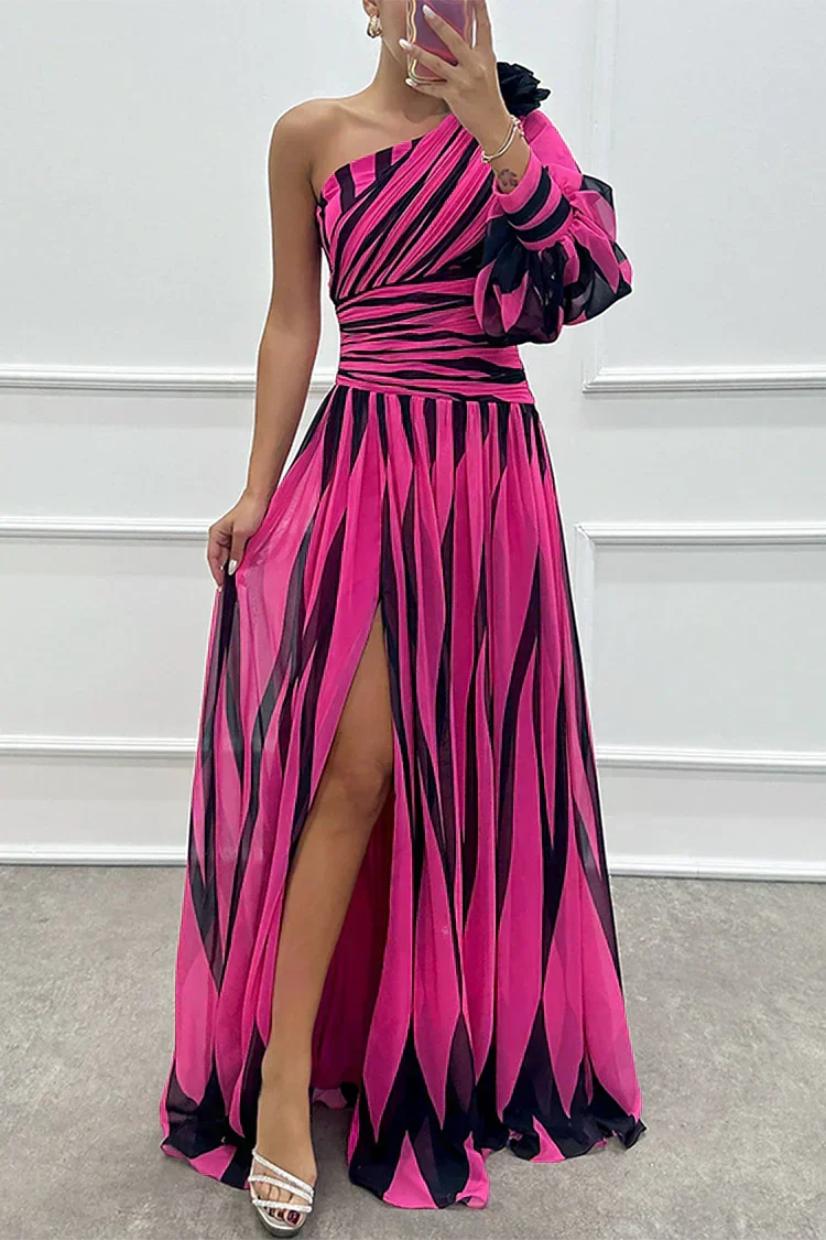 Fließendes One-Shoulder Abendkleid für Damen, ideal für elegante Anlässe und festliche Abende.
