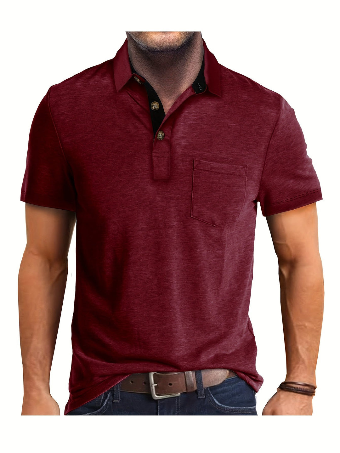 Bequemes Herren Poloshirt Kurzarm, perfekt für Sommeroutfits, mit Brusttasche.