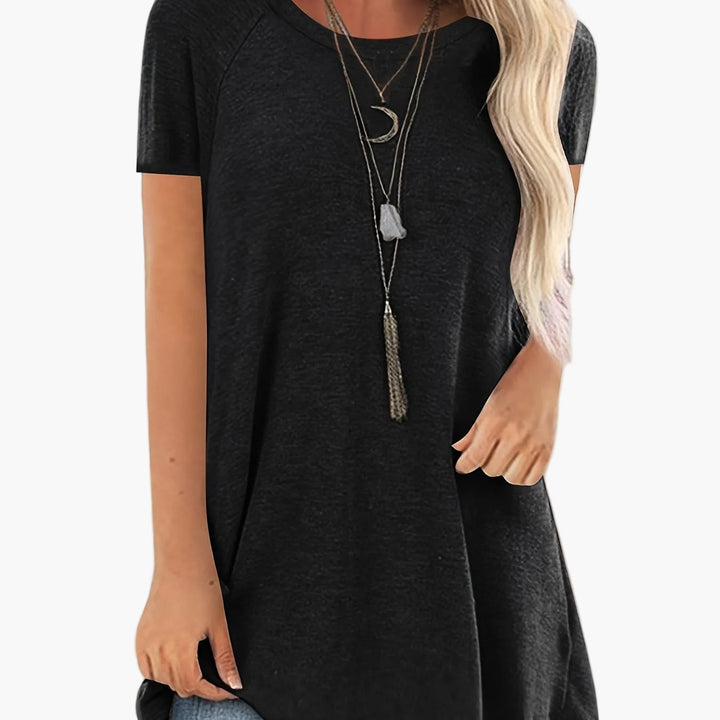 Basic Kurzarm Tunika T-Shirt für Damen, perfekt für Sommergarderobe.
