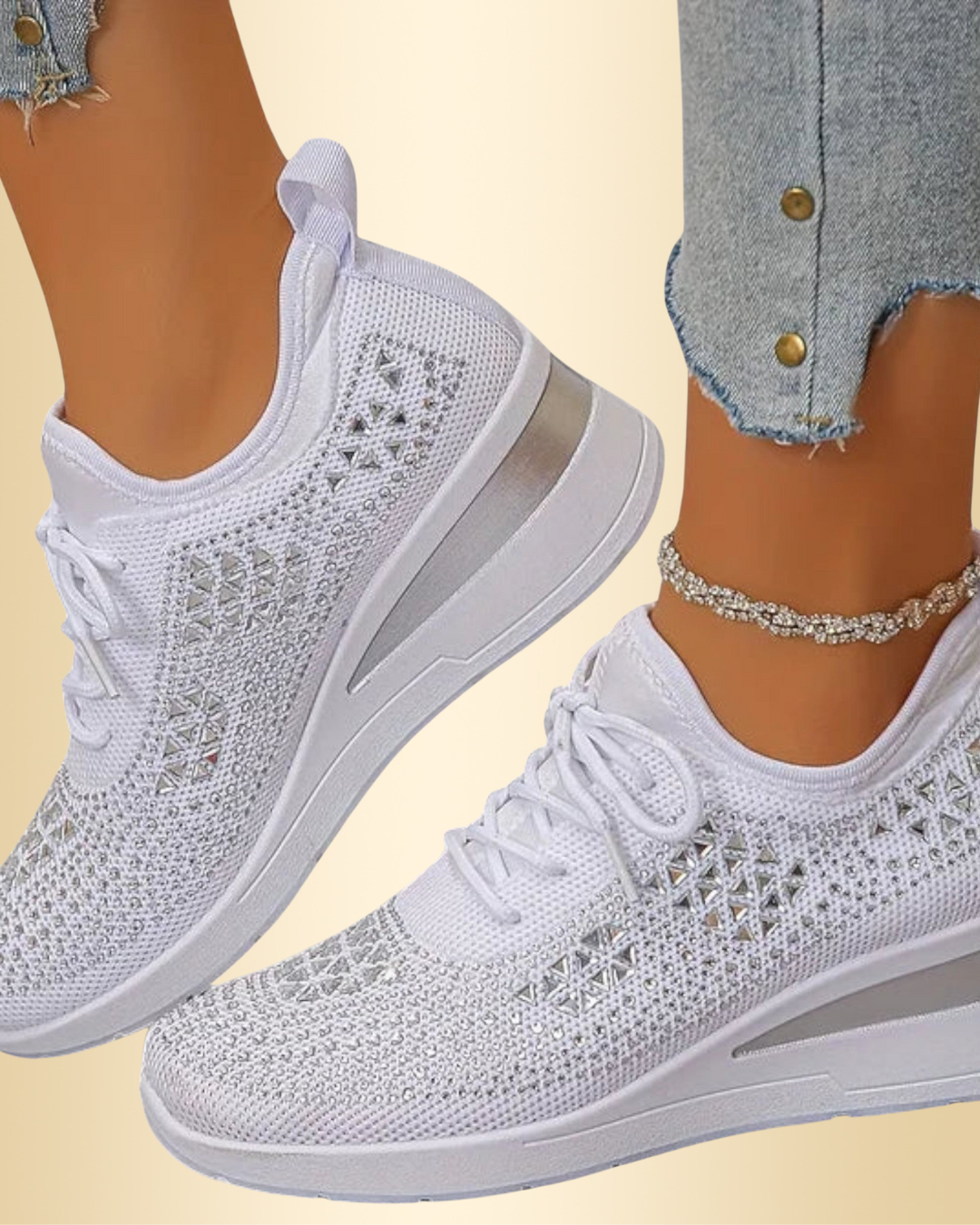 Damen Glitzer Sneaker, stilvoll & bequem für den Alltag. Atmungsaktiv & rutschfest.