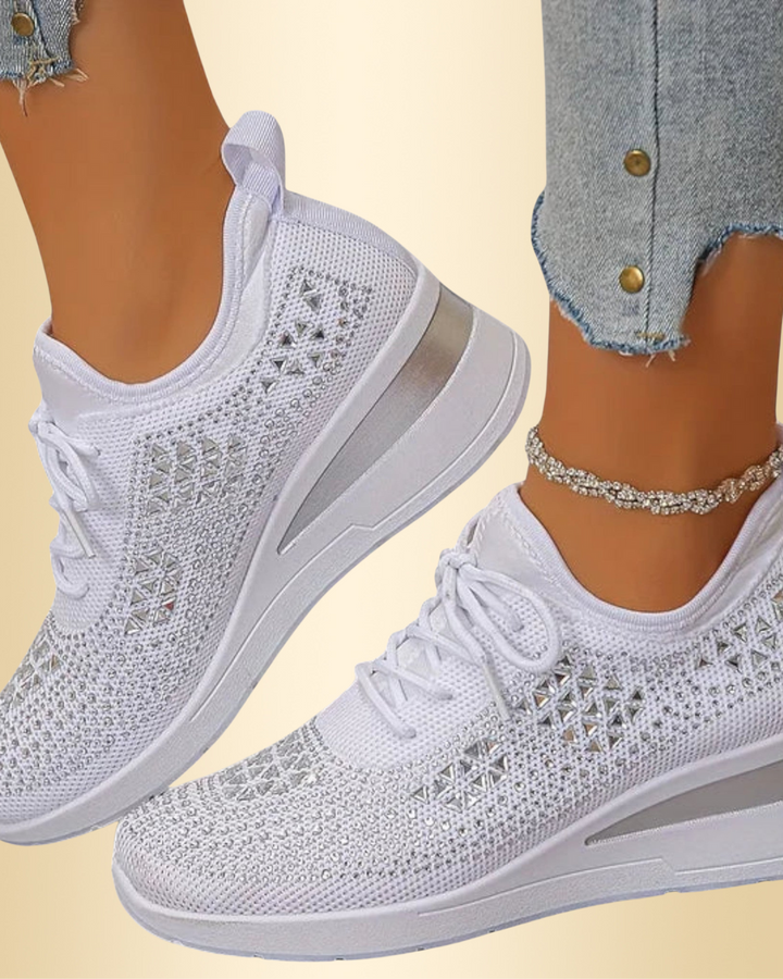 Damen Glitzer Sneaker, stilvoll & bequem für den Alltag. Atmungsaktiv & rutschfest.