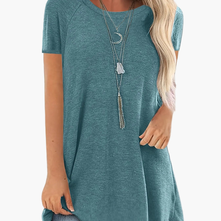 Sommerliches Damen Tunika T-Shirt, Kurzarm Oberteil, atmungsaktiv & bequem.