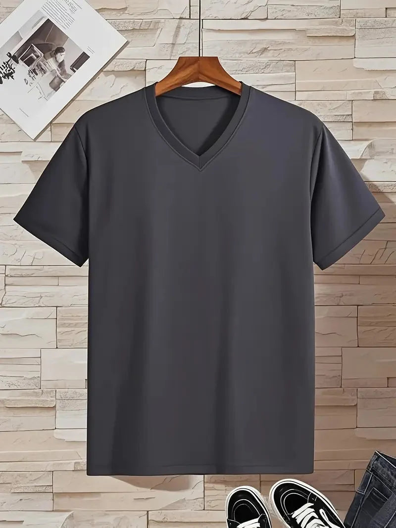 Basic weißes Herren T-Shirt mit V-Ausschnitt, Slim Fit Kurzarm, perfekt für jeden Tag.