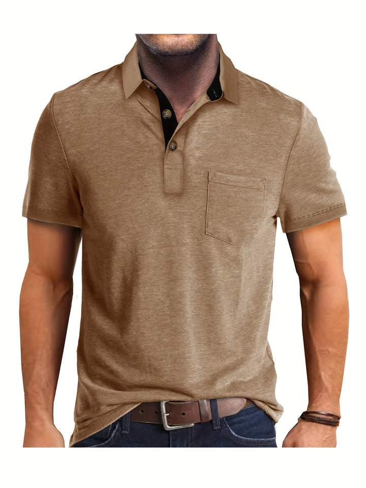 Stilvolles Casual Herren Poloshirt mit Brusttasche, ideal für den Sommer.