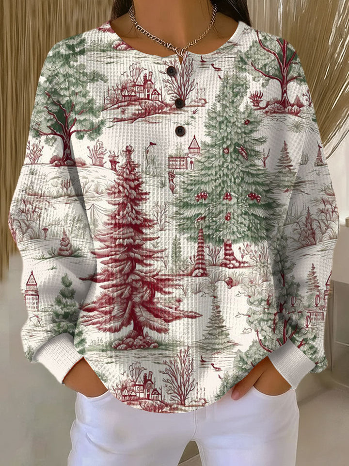 Damen Langarm Pullover mit stilvollem Blumenmuster. Warme, bequeme Kleidung für jeden Anlass, auch in großen Größen.