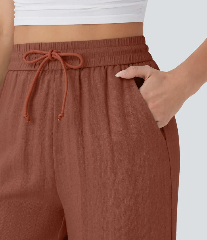 Graue weite Sommerhose für Damen. Entspannt, fließend & äußerst komfortabel im Sommer.