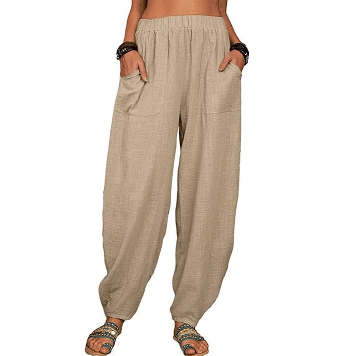 Stylische Haremshose für Damen mit Gummibund, ideal als Sommerhose; locker & komfortabel für Freizeit.