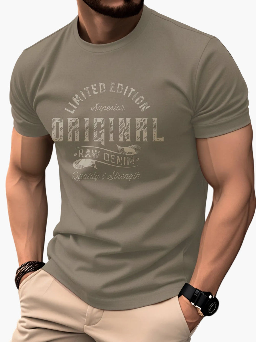 Vintage Print T-Shirt für Herren, bequemes Streetwear-Design mit einzigartigem Motiv. Ideal für Sommermode.