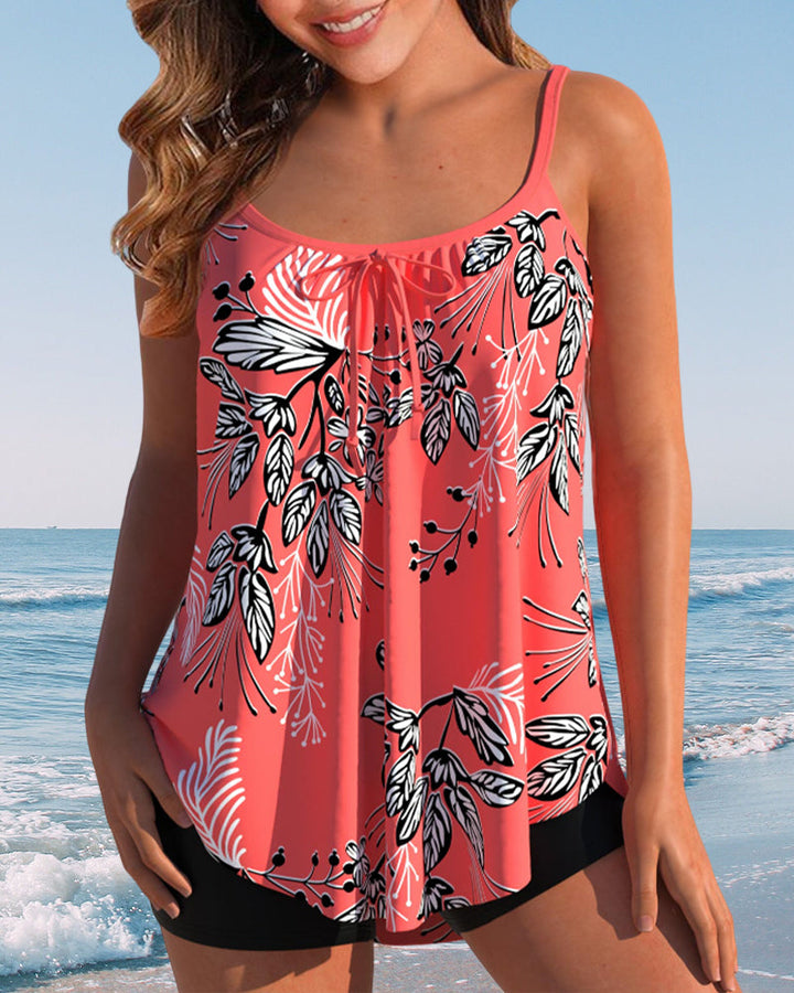 Damen Tankini Badeanzug, zweiteilig, bedruckt für stilvolle Strandtage. Bequeme Bademode für Sommer & Pool.