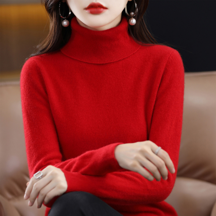 Moderne Damenmode: Kaschmir-Rollkragenpullover Elena. Stilvoll, bequem, ein Must-have für Herbst/Winter.