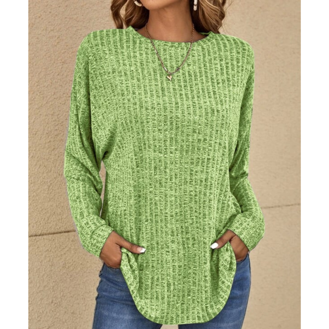 Eleganter Damen Pullover in Grün. Vielseitiger Langarm Sweater für Herbst, Winter & Frühling. Bequeme Damenmode.