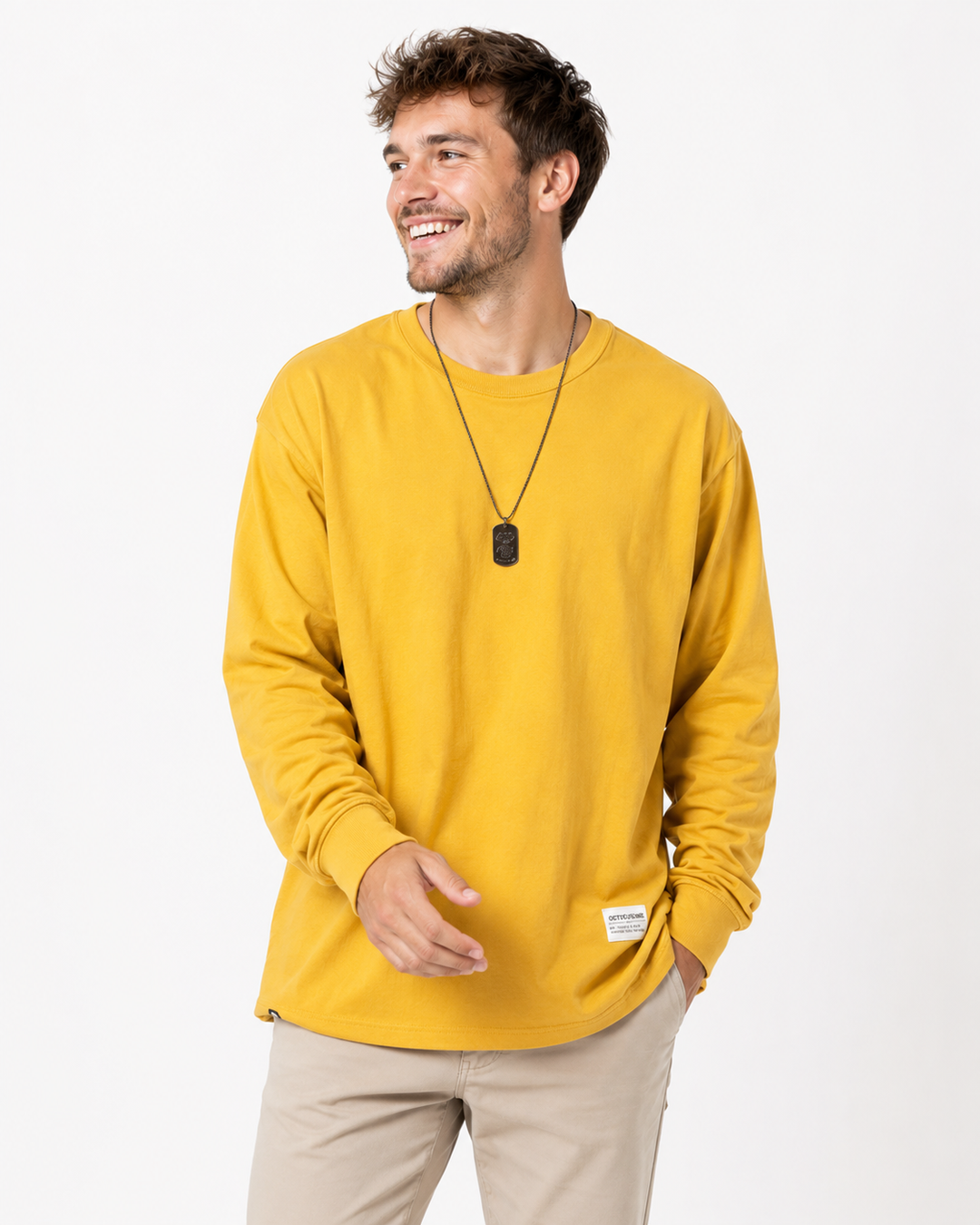 Herren Pullover Langarm T-Shirt, locker geschnitten. Oversized Rundhals-Modell für hohen Komfort in Freizeit & Alltag.
