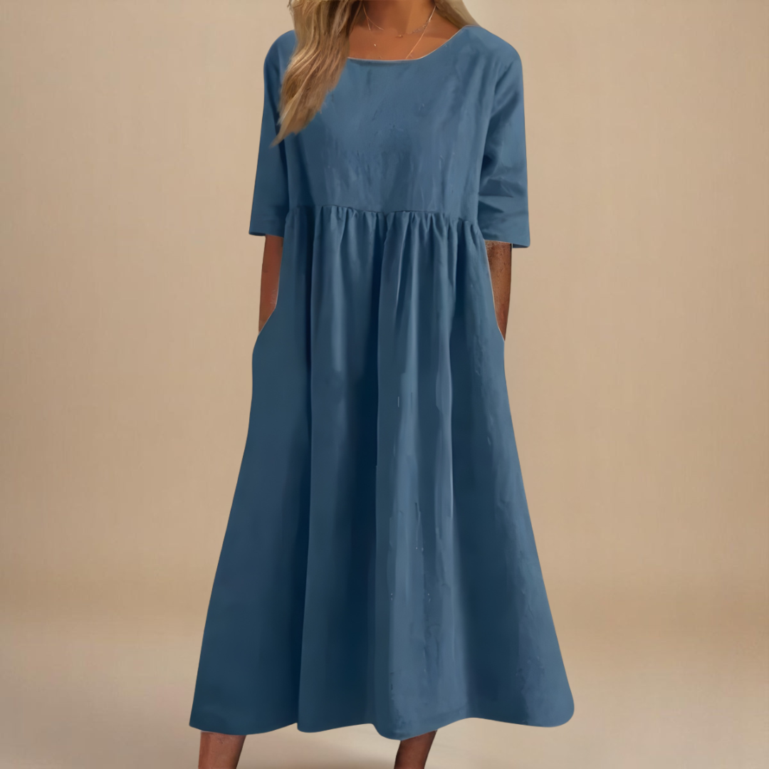 Entspanntes Damen Sommerkleid in Midilänge, atmungsaktiv und komfortabel für warme Tage.