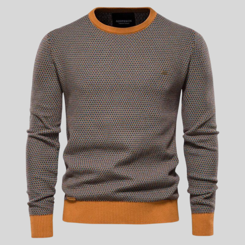 Eleganter Herren Rundhalspullover in Schwarz, ideal für Freizeit & Büro. Warmer Langarm Strickpullover.