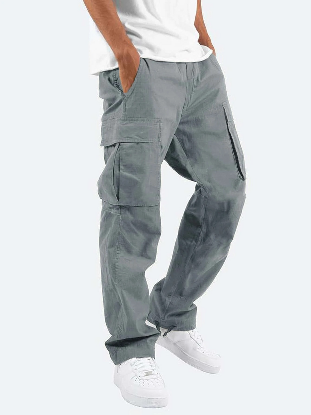 Vielseitige Herren Cargo Hose im Casual-Look, bequeme Komforthose für den Alltag mit praktischen Taschen.