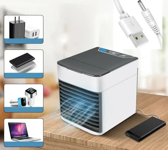 Moderne ChillWave Mini-Klimaanlage mit integrierter LED-Beleuchtung für stilvolle und energieeffiziente Kühlung.
