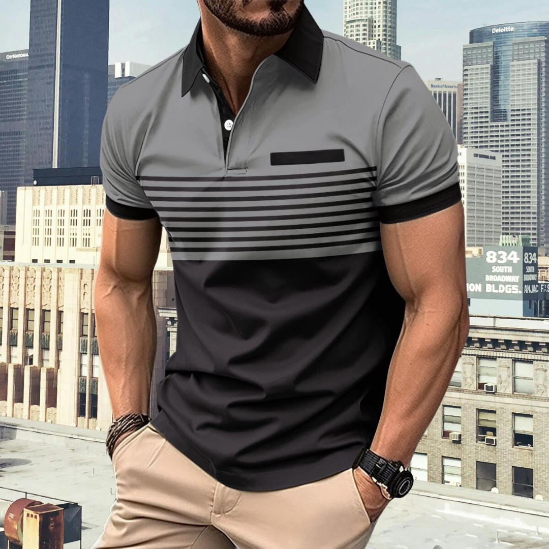 Herren gestreiftes Poloshirt: klassisch, vielseitig, elegantes Kurzarmshirt für Freizeit & Business Casual.