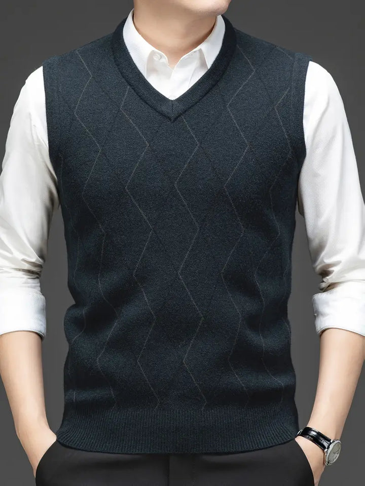 Herren Strick-Bodywarmer mit V-Ausschnitt, Slim Fit, ideal für Business Casual und Lagenlook.