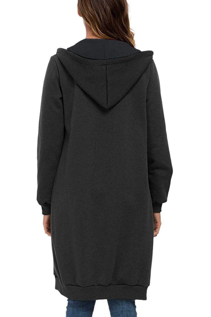Perfekter Damen Winter Hoodie, Langarm, mit Reißverschluss und warmer Kapuze gegen die Kälte.