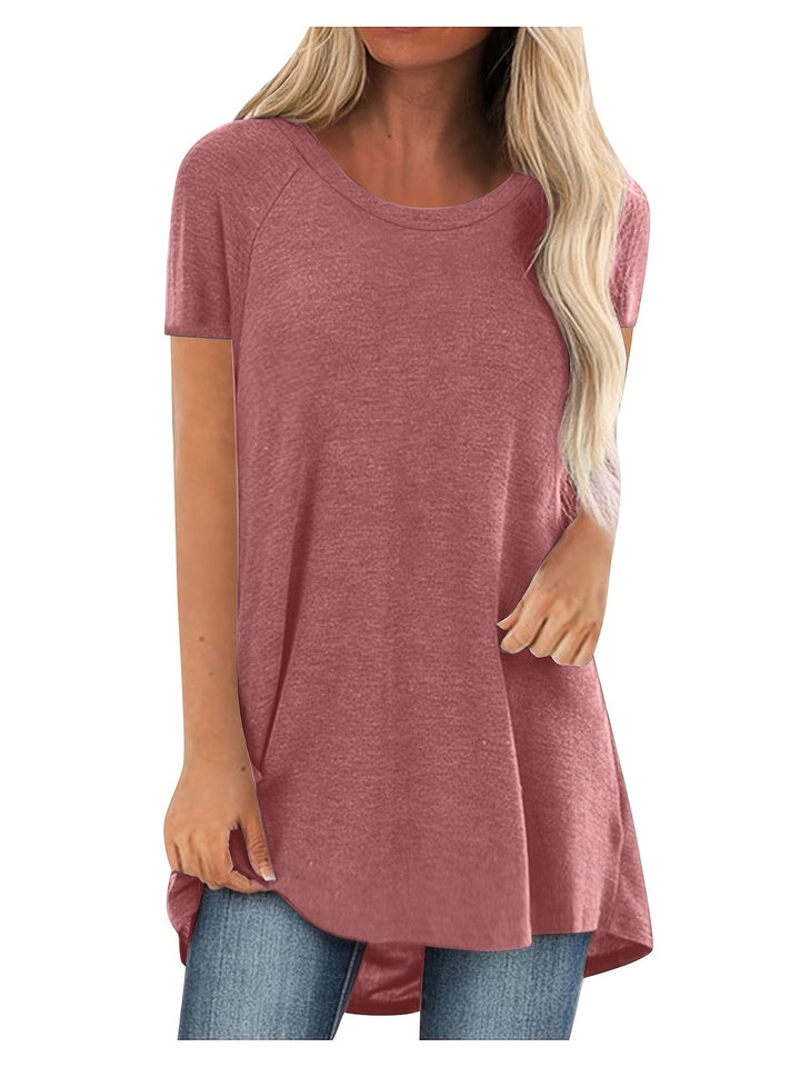 Damen Tunika T-Shirt, lässiges Kurzarm Oberteil in Schwarz für Freizeit & Alltag.