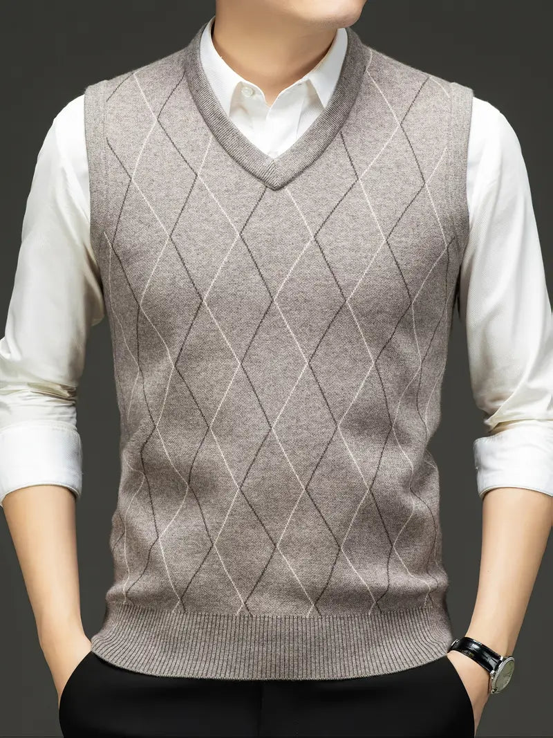 Schicker Herren Strick-Bodywarmer (Weste) mit V-Ausschnitt, Slim Fit, ideal für den Lagenlook.