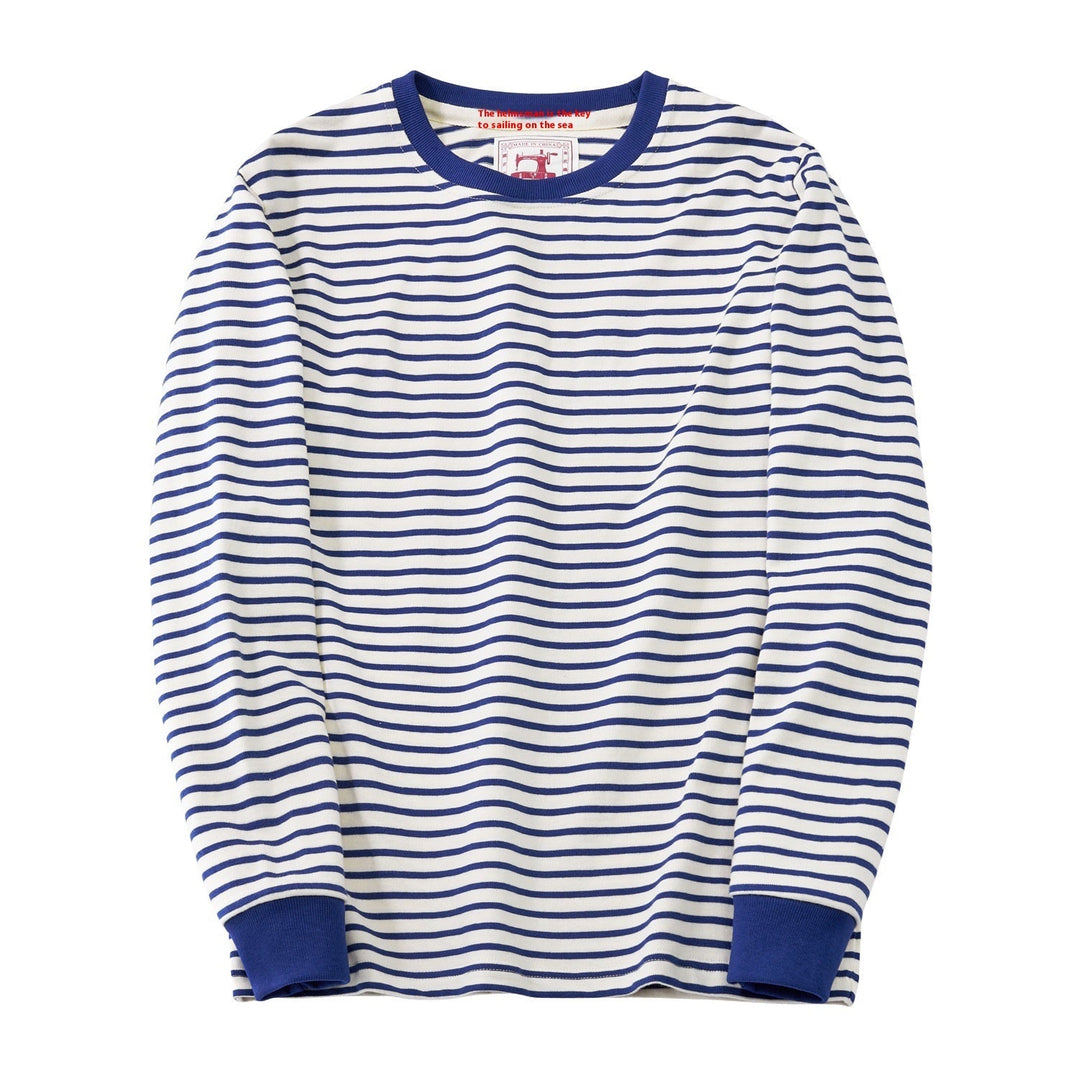 Herren Langarmshirt mit Rundhals und stilvollen Kontraststreifen. Perfektes gestreiftes T-Shirt für Freizeit & Alltag.