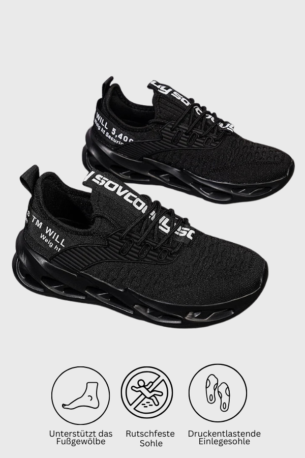 Bequemer Damen Komfort Sneaker, vordere Ansicht, atmungsaktiv & gepolstert, für lange Tage.