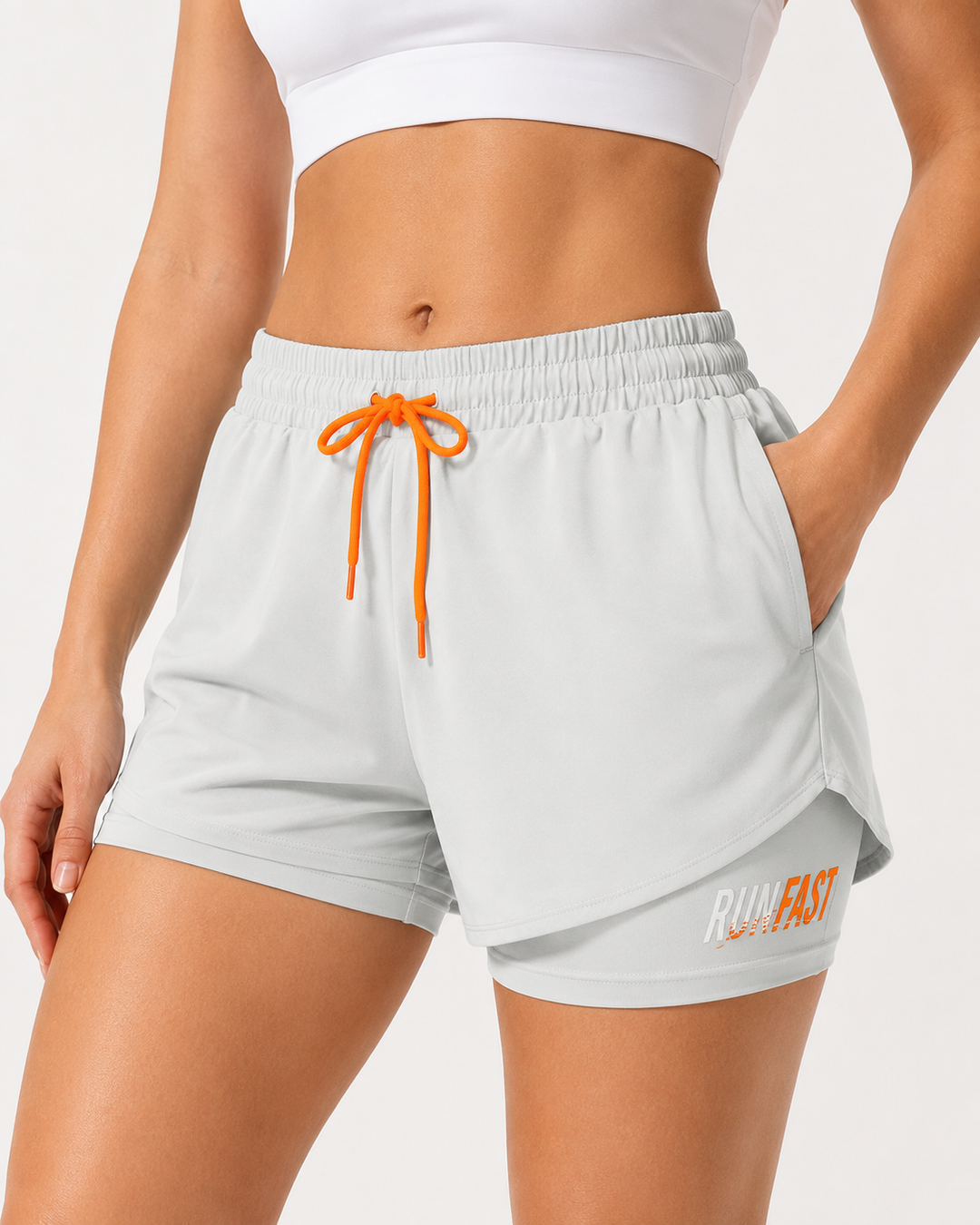 Damen Farbblock-Sportshorts mit Kordelzug für Fitness & Workout. Bequem & stylisch.