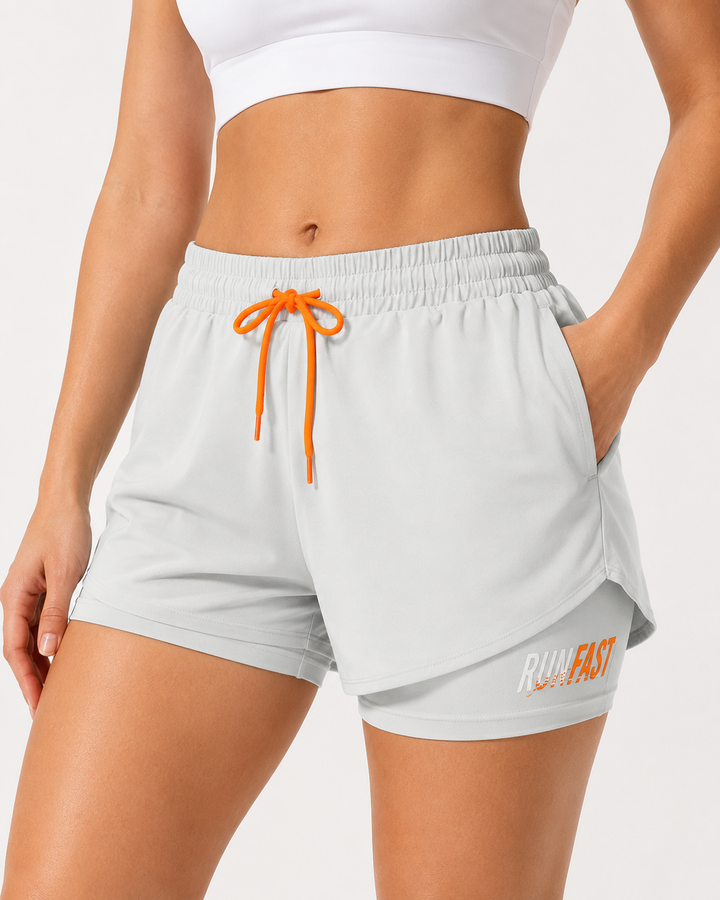 Damen Farbblock-Sportshorts mit Kordelzug für Fitness & Workout. Bequem & stylisch.