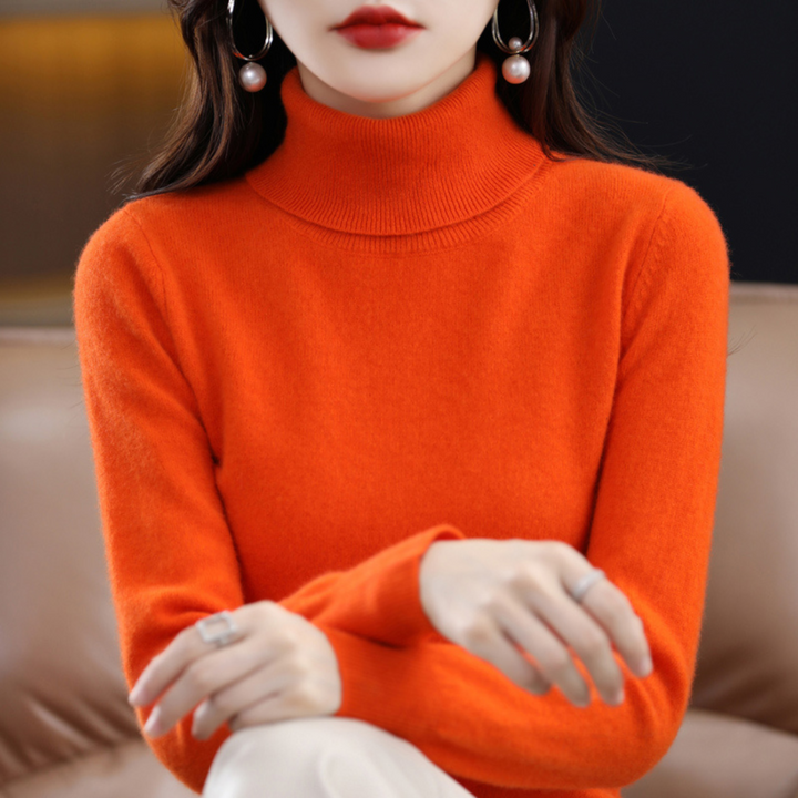 Hochwertiger Kaschmir-Rollkragenpullover Elena für Damen. Zeitloser Stil und luxuriöse Wärme.