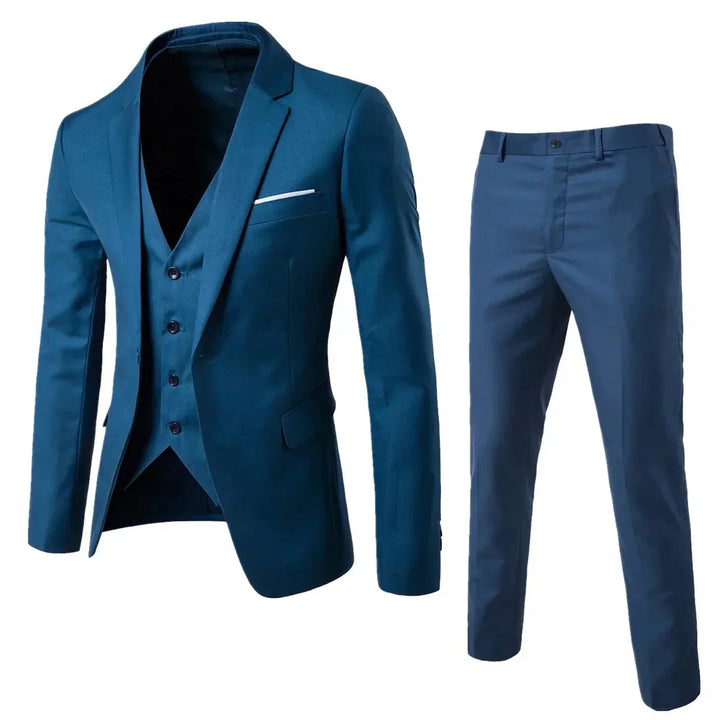 Klassischer Herren Business Anzug 3-Teiler. Vielseitiger Anzug mit Sakko, Weste und Hose für jede Jahreszeit.