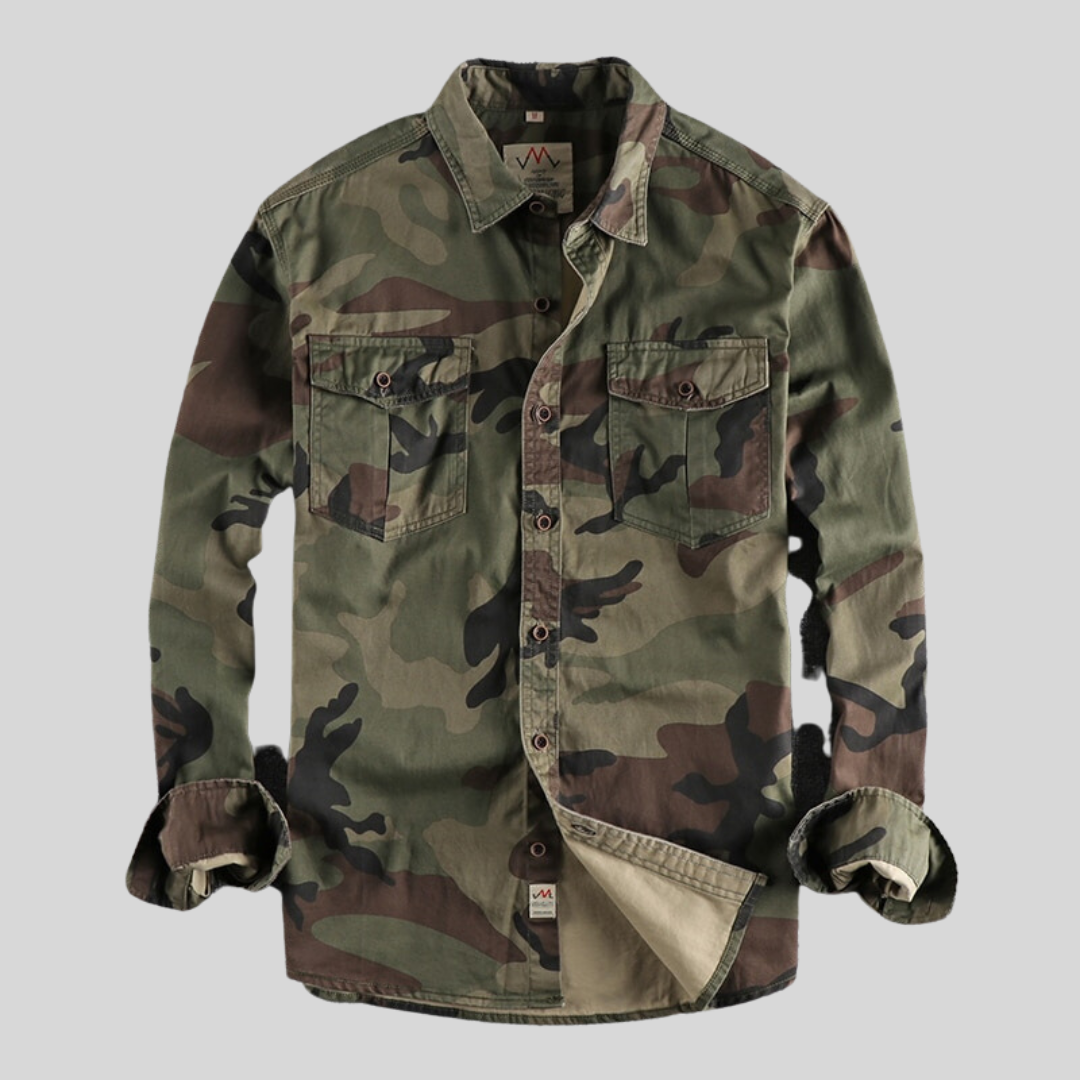 Robustes Herren Cargohemd mit langen Ärmeln und Brusttaschen. Ideal für Outdoor, Freizeit und Arbeitskleidung.
