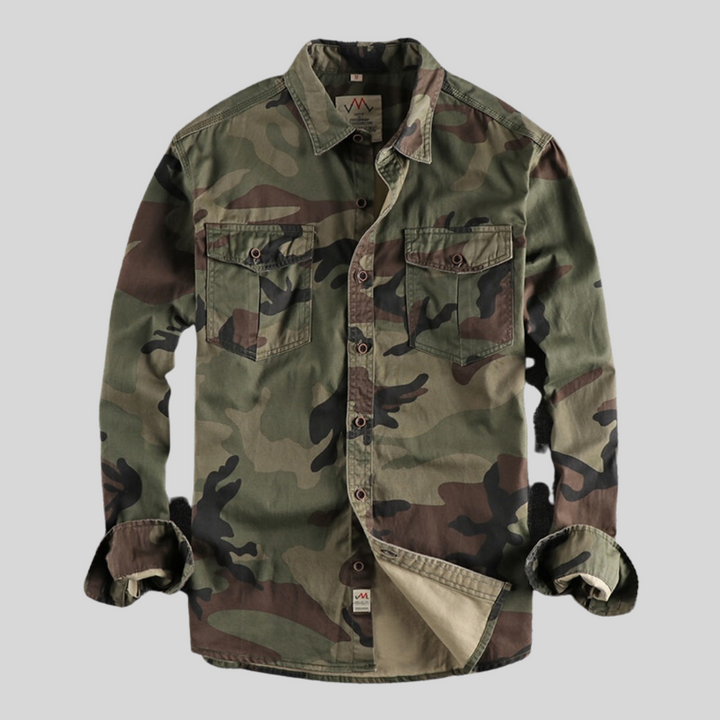 Robustes Herren Cargohemd mit langen Ärmeln und Brusttaschen. Ideal für Outdoor, Freizeit und Arbeitskleidung.