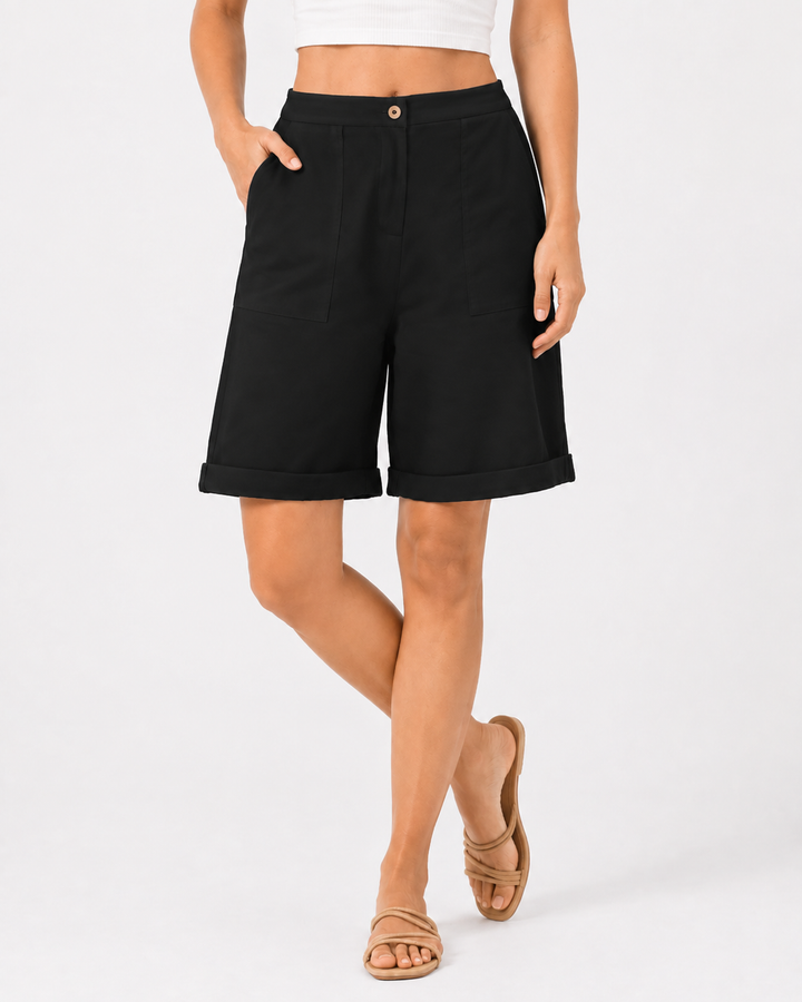 Modische Damen Sommer Shorts mit weitem Bein. Bequem & stilvoll für entspannte Tage, Freizeit und legere Anlässe.