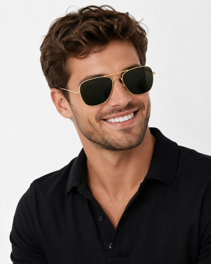 Modische Unisex Sonnenbrille, quadratisch, Metallrahmen; ideal für Outdoor, Sommer & Reise mit UV400.